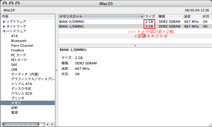 iMac メモリスロット